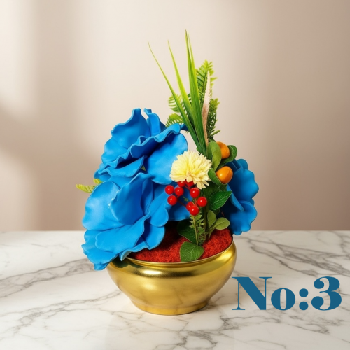 Mavi Güllerle Dekoratif Çiçek Aranjmanı – Özel Tasarım